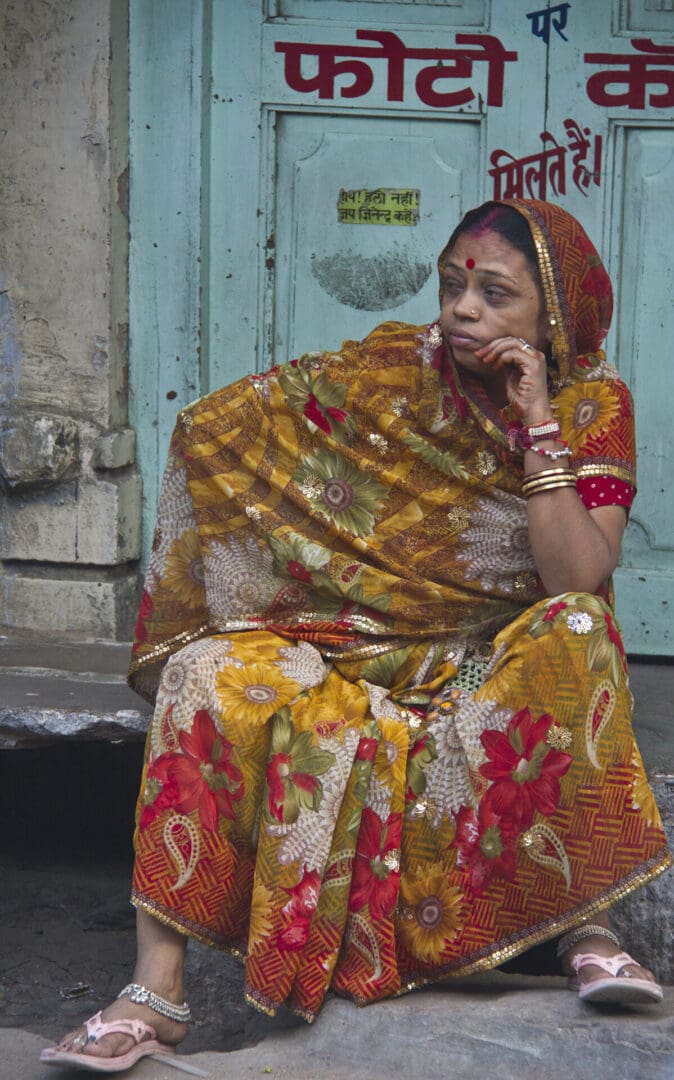 A woman wearing a sari.