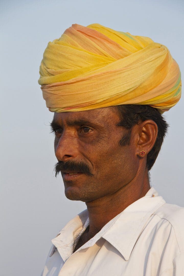 A man wearing a yellow turban.