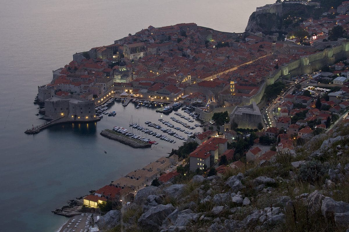Dubrovnik, croatia at dusk.