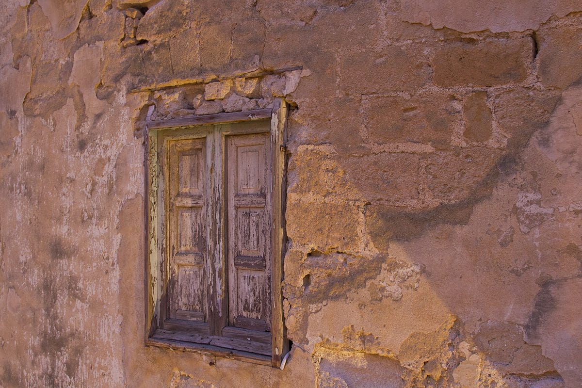 A window with a wooden frame.
